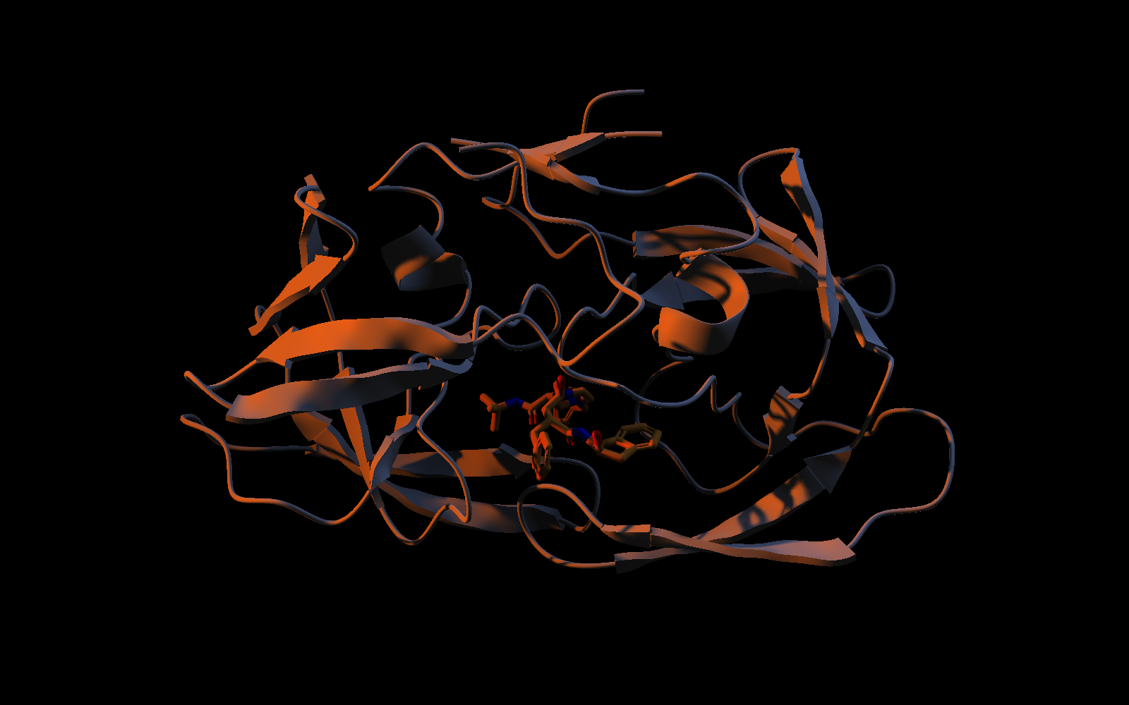 The same scene lit orange from one side and blue from the other, with cast shadows across the ribbons